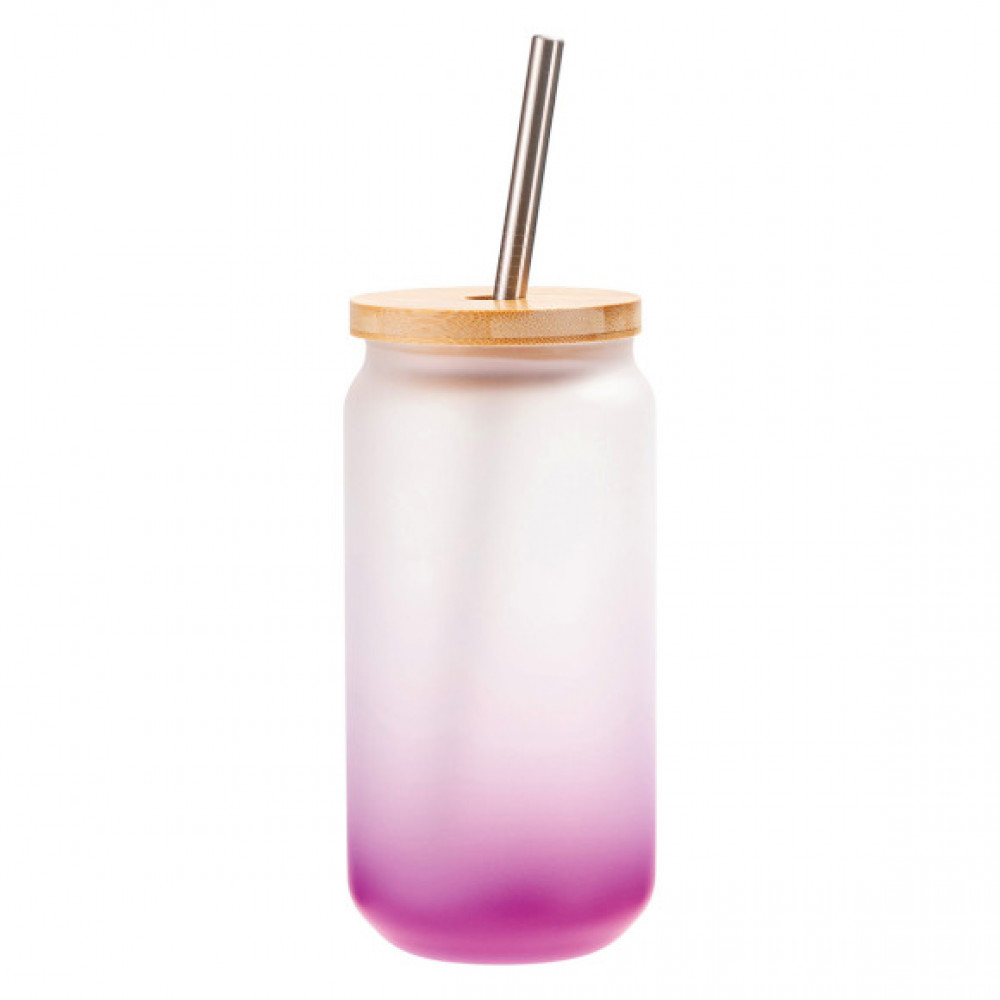 Sublimations - Glasbecher mit Edelstahl-Trinkhalm 520ml